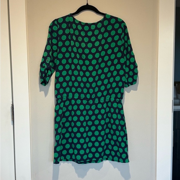 Banana Republic Green and Black Puff Sleeve Dress Large - Picture 5 of 5